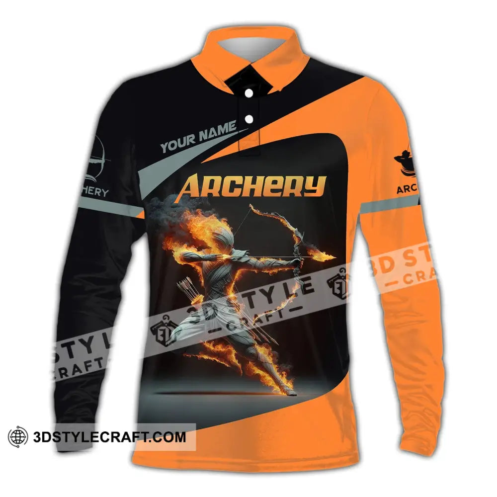 Unisex Shirt Custom Name Archery Polo Long Sleeve Love T-Shirt / S T-Shirt