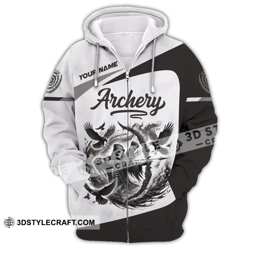 Unisex Shirt Custom Name Archery Polo Long Sleeve Love T-Shirt Zipper Hoodie / S T-Shirt