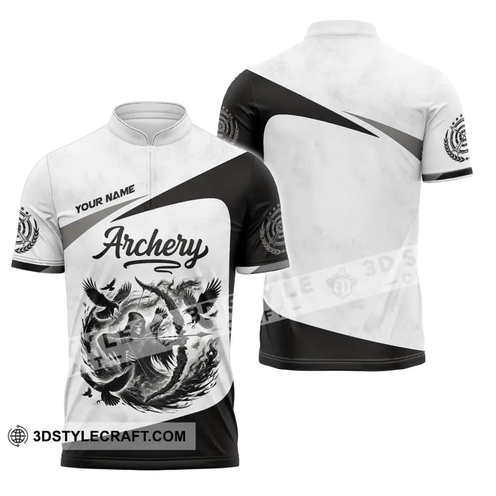 Unisex Shirt Custom Name Archery Polo Long Sleeve Love T-Shirt Zipper / S T-Shirt