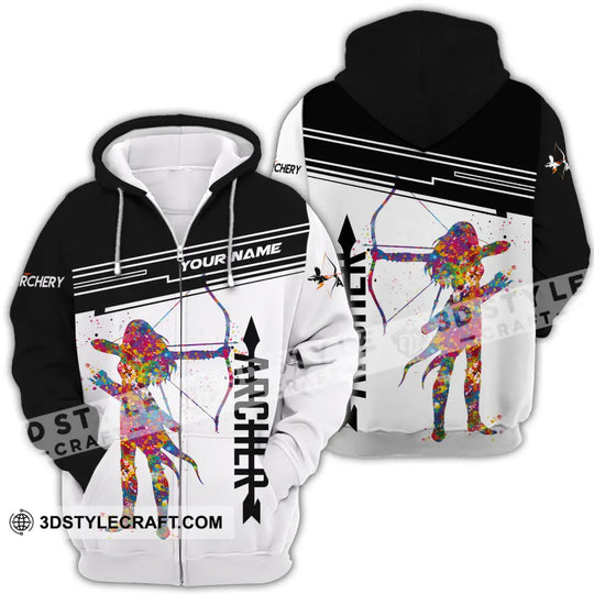 Unisex Shirt - Custom Name Archery Sport Shirt, Black And White style option 4