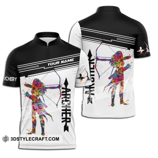 Unisex Shirt - Custom Name Archery Sport Shirt, Black And White style option 2