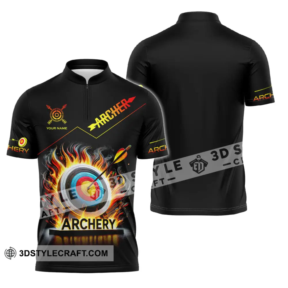 Unisex Shirt Custom Name Archery T-Shirt Archer Hoodie Long Sleeve Gift For Lovers Zipper Polo / S