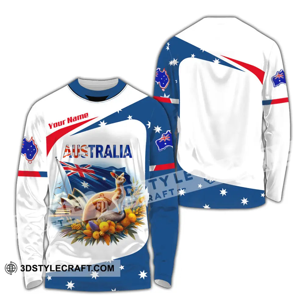 Unisex Shirt Custom Name Australia Lover Polo Long Sleeve Gift / S T-Shirt