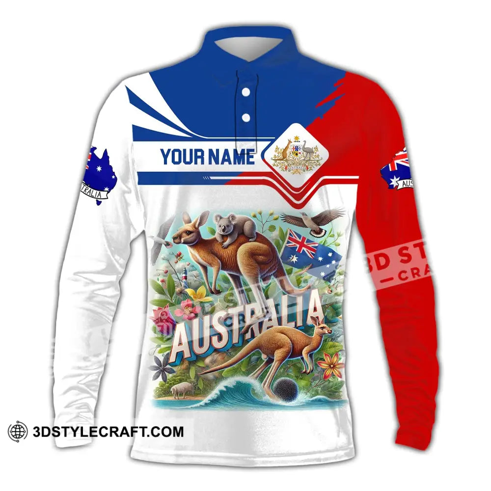 Unisex Shirt Custom Name Australia Polo Long Sleeve Gift / S T-Shirt