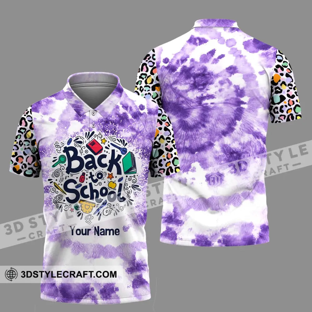 Unisex Shirt - Custom Name Back To School Purple Polo / S T-Shirt