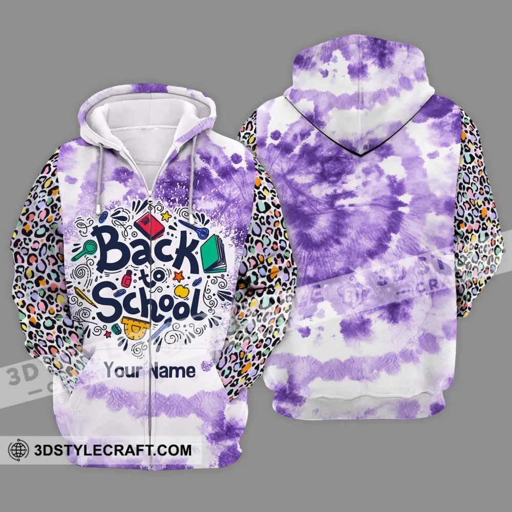 Unisex Shirt - Custom Name Back To School Purple Zipper Hoodie / S T-Shirt