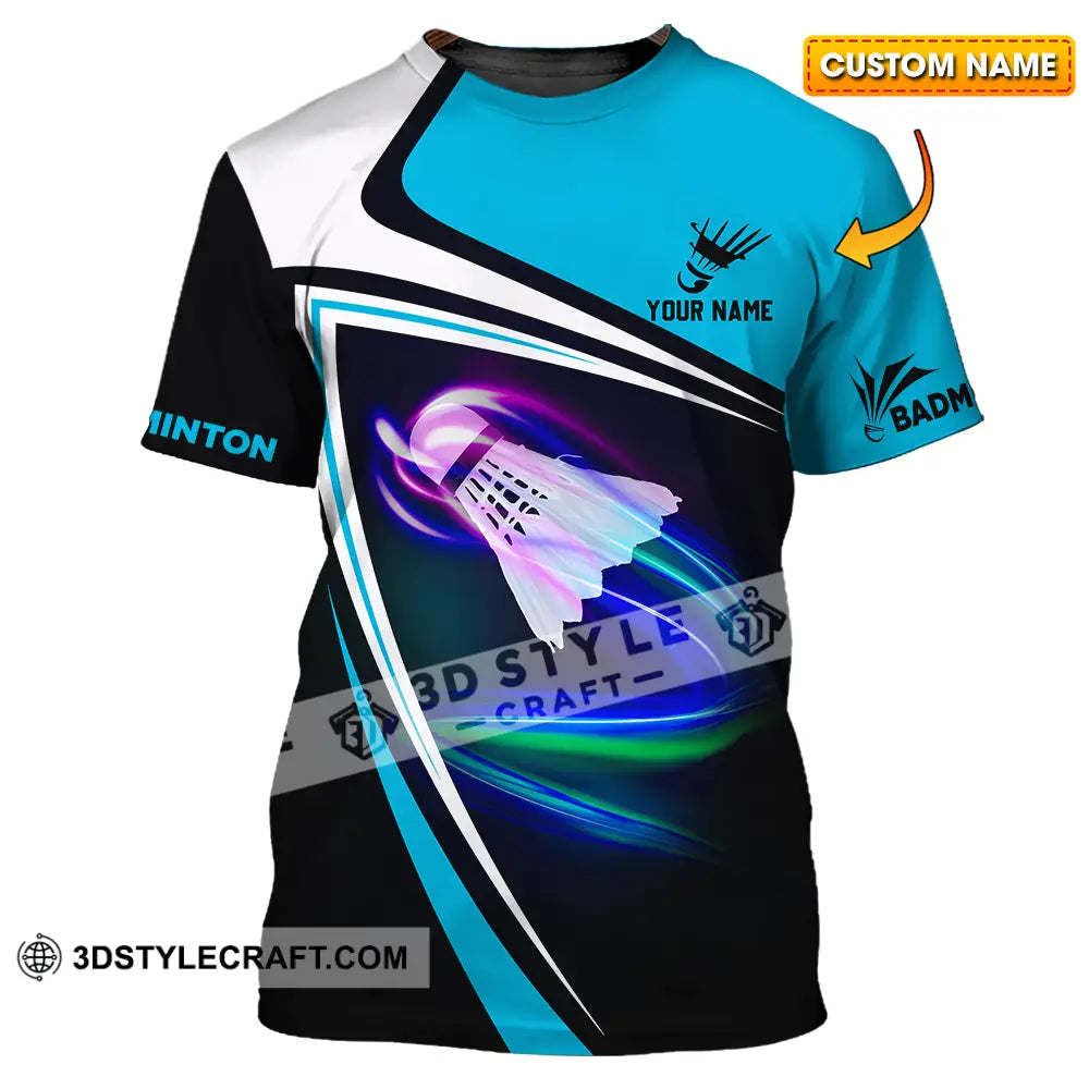 Unisex Shirt - Custom Name Badminton Player Shuttlecock T-Shirt