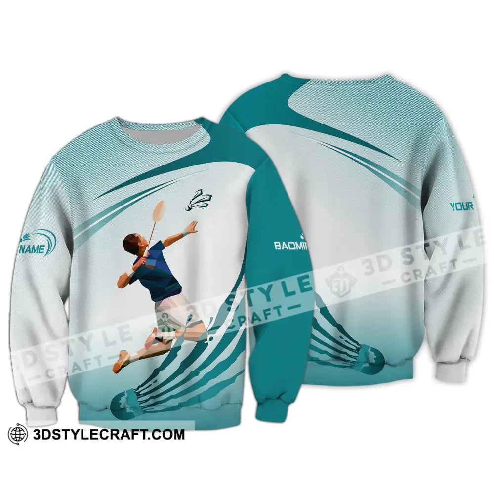 Unisex Shirt Custom Name Badminton T-Shirt Gift For Player Long Sleeve / S