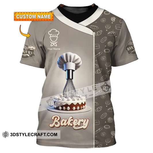 Unisex Shirt Custom Name Baker Bakery Shop T-Shirt Chef Polo Long Sleeve T-Shirt