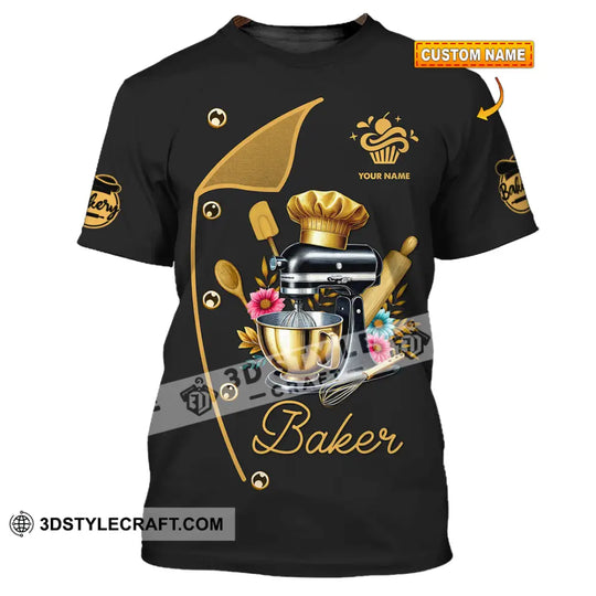 Unisex Shirt, Custom Name Baker Shirt, Bakery Shop T-Shirt, Bakery Chef Polo Long Sleeve style option 1