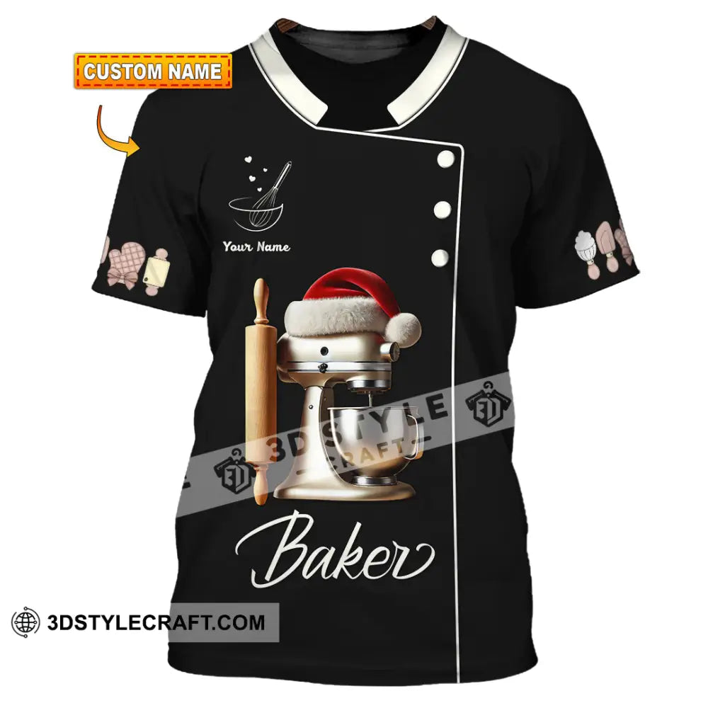 Unisex Shirt Custom Name Baker Bakery Shop T-Shirt Chef Polo Long Sleeve T-Shirt