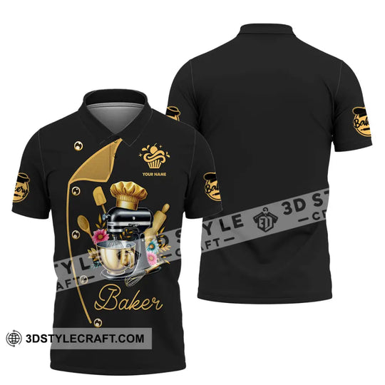 Unisex Shirt, Custom Name Baker Shirt, Bakery Shop T-Shirt, Bakery Chef Polo Long Sleeve style option 4