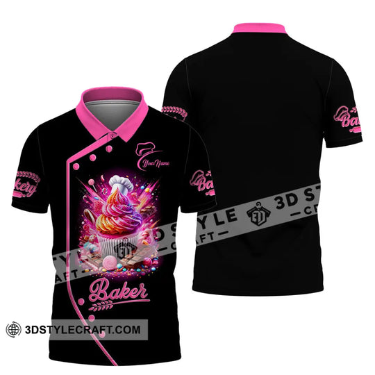 Unisex Shirt, Custom Name Baker Shirt, Bakery Shop T-Shirt, Bakery Chef Polo Long Sleeve style option 4