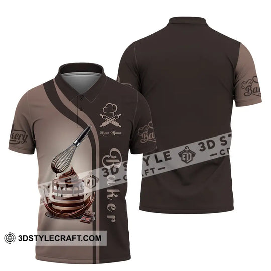 Unisex Shirt, Custom Name Baker Shirt, Bakery Shop T-Shirt, Bakery Chef Polo Long Sleeve style option 4