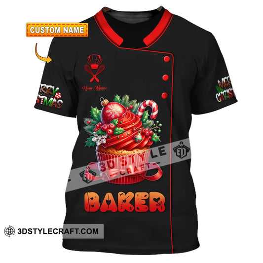 Unisex Shirt Custom Name Baker Christmas Bakery Shop T-Shirt Chef Polo Long Sleeve T-Shirt