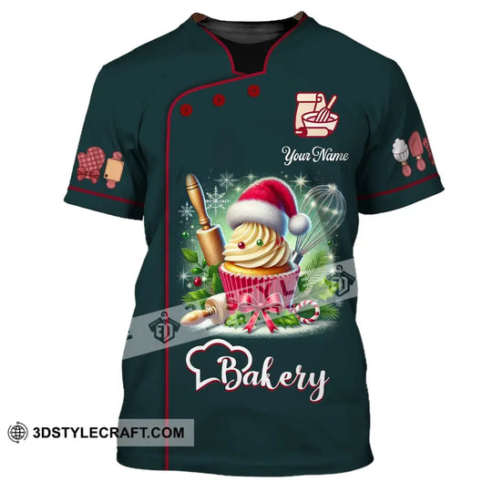 Unisex Shirt, Custom Name Baker Christmas Shirt, Christmas Polo Long Sleeve, Baker Christmas T-Shirt style option 2