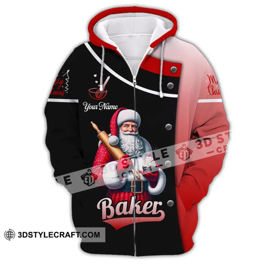 Unisex Shirt, Custom Name Baker Christmas Shirt, Christmas Polo Long Sleeve, Baker Christmas T-Shirt style option 3