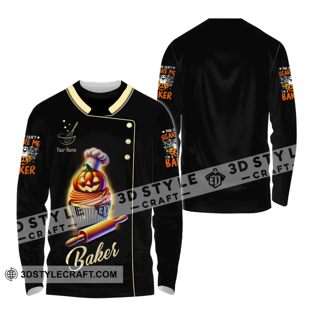 Unisex Shirt Custom Name Baker Halloween Polo Long Sleeve Gift / S T-Shirt