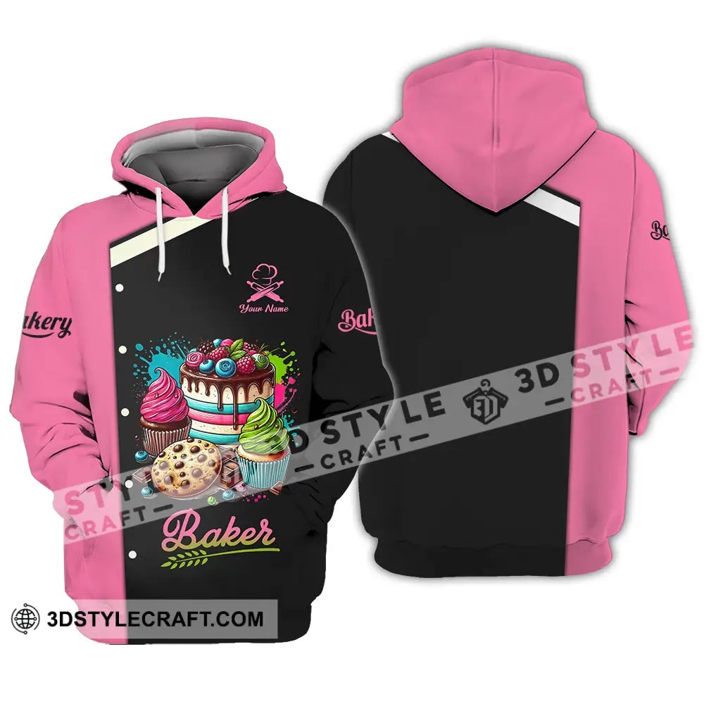 Unisex Shirt - Custom Name Baker Sweet Cake Hoodie / S T-Shirt