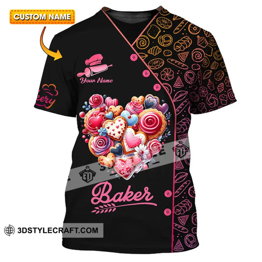 Unisex Shirt - Custom Name Baker Sweet Heart T-Shirt