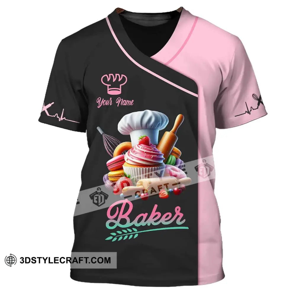 Unisex Shirt Custom Name Baker T-Shirt For Bakery Shop Uniform Gift Baking Lover / S T-Shirt