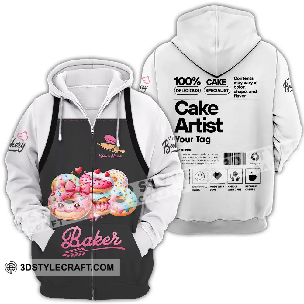 Unisex Shirt - Custom Name Bakery Cake Artist Zipper Hoodie / S T-Shirt