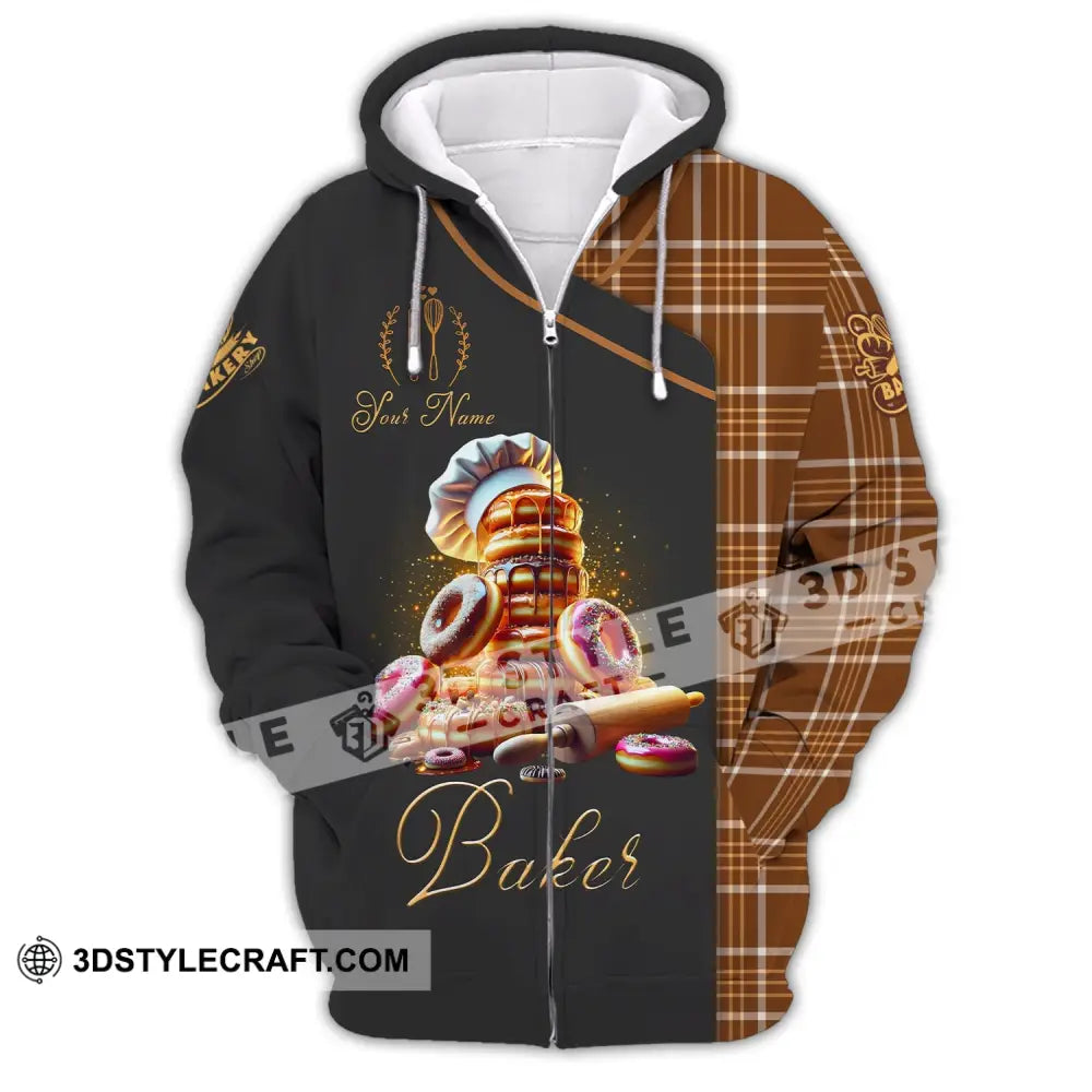 Unisex Shirt Custom Name Bakery Chef Shop T-Shirt Bakers Gift Zipper Hoodie / S T-Shirt