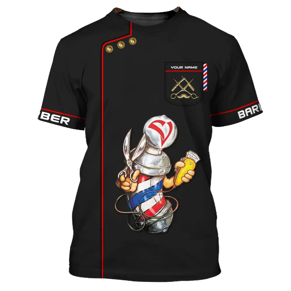 Unisex Shirt Custom Name Barber Hairstylist Apparel T-Shirt For Shop / S