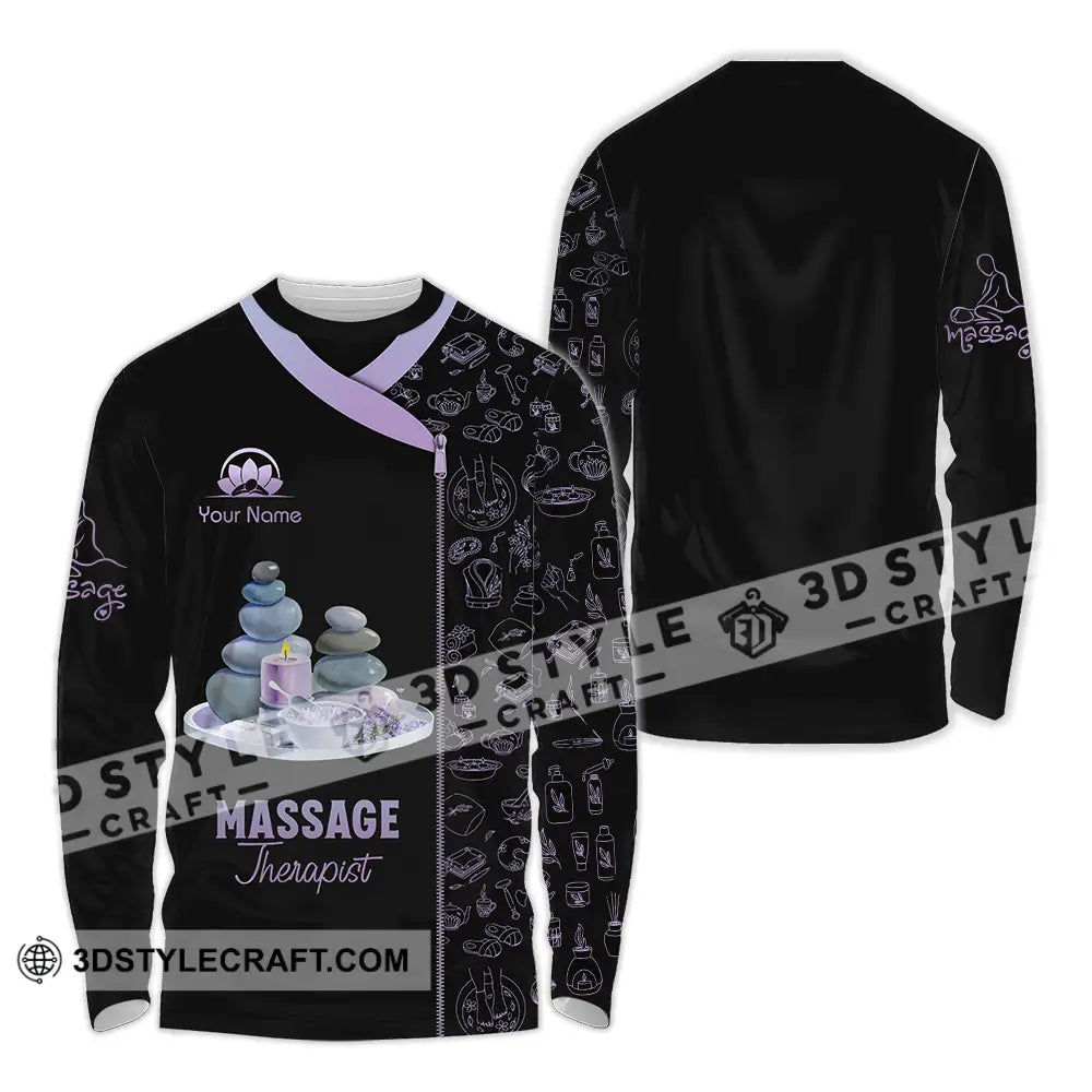 Unisex Shirt - Custom Name Basic Massage Therapist Stone Long Sleeve / S T-Shirt