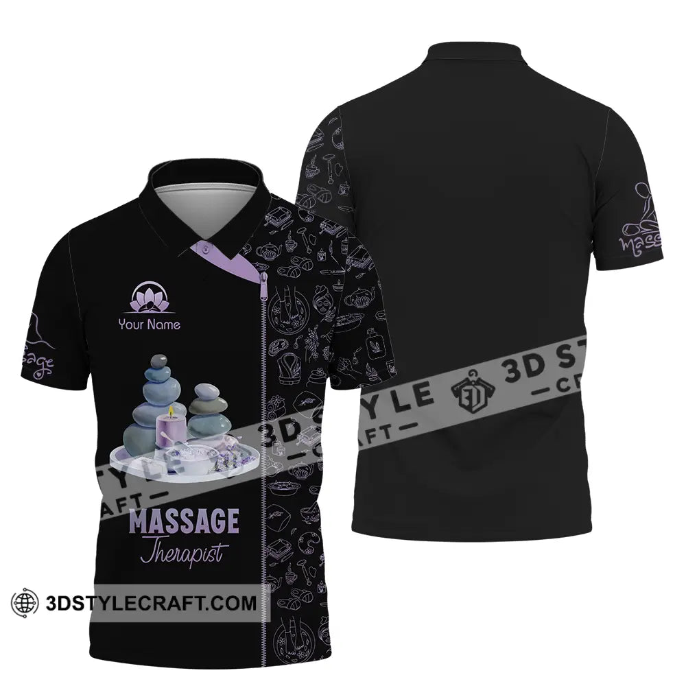 Unisex Shirt - Custom Name Basic Massage Therapist Stone Polo / S T-Shirt