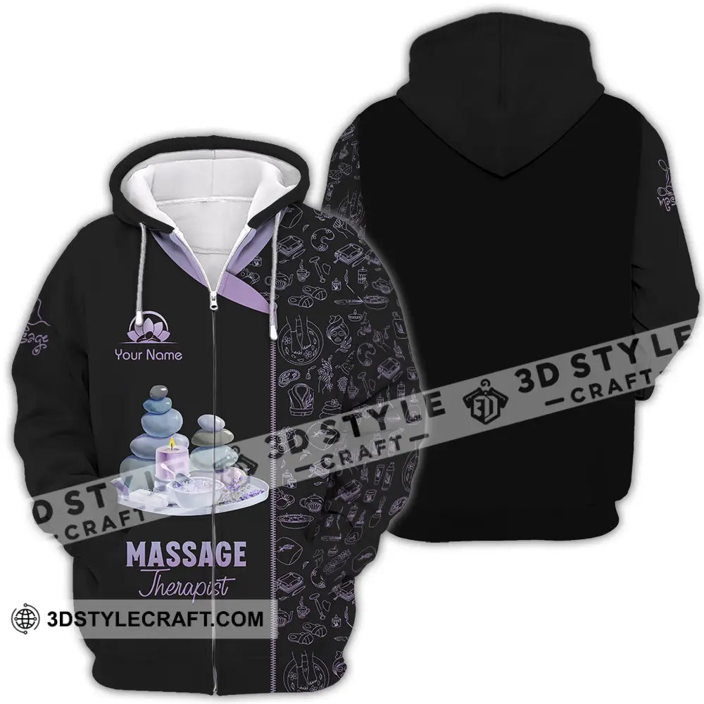 Unisex Shirt - Custom Name Basic Massage Therapist Stone Zipper Hoodie / S T-Shirt