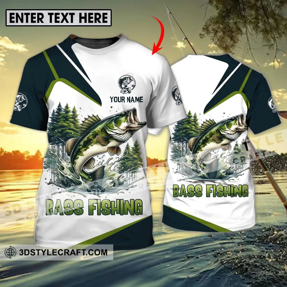 Unisex Shirt - Custom Name Bass Fishing Lake In The Forest T-Shirt