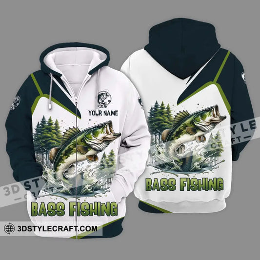 Unisex Shirt - Custom Name Bass Fishing Lake In The Forest Zipper Hoodie / S T-Shirt