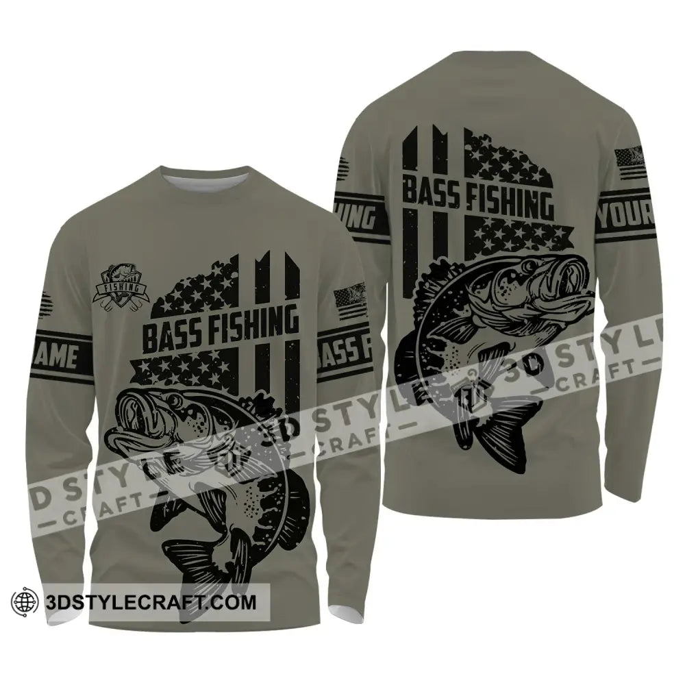 Unisex Shirt - Custom Name Bass Fishing Long Sleeve / S T-Shirt