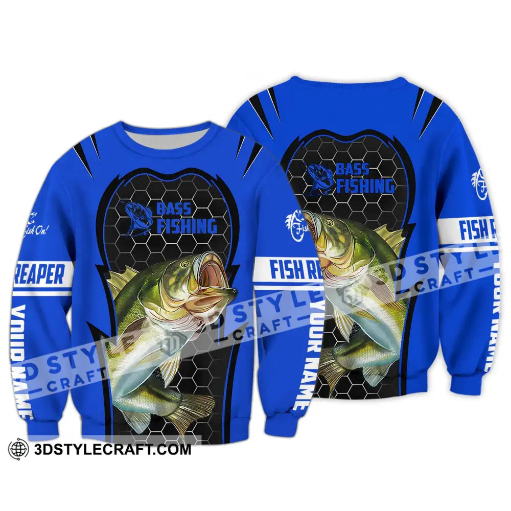 Unisex Shirt - Custom Name Bass Fishing Long Sleeve / S T-Shirt