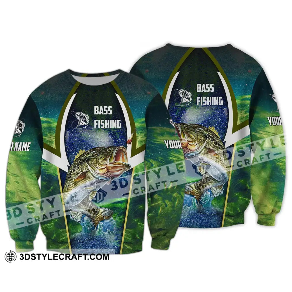 Unisex Shirt - Custom Name Bass Fishing Long Sleeve / S T-Shirt