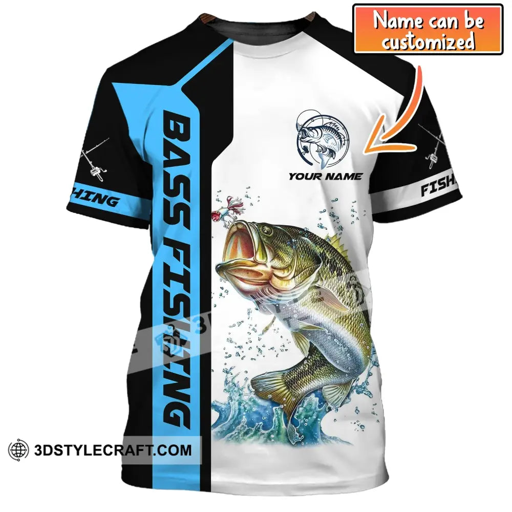 Unisex Shirt Custom Name Bass Fishing T-Shirt Apparel For Fishermen