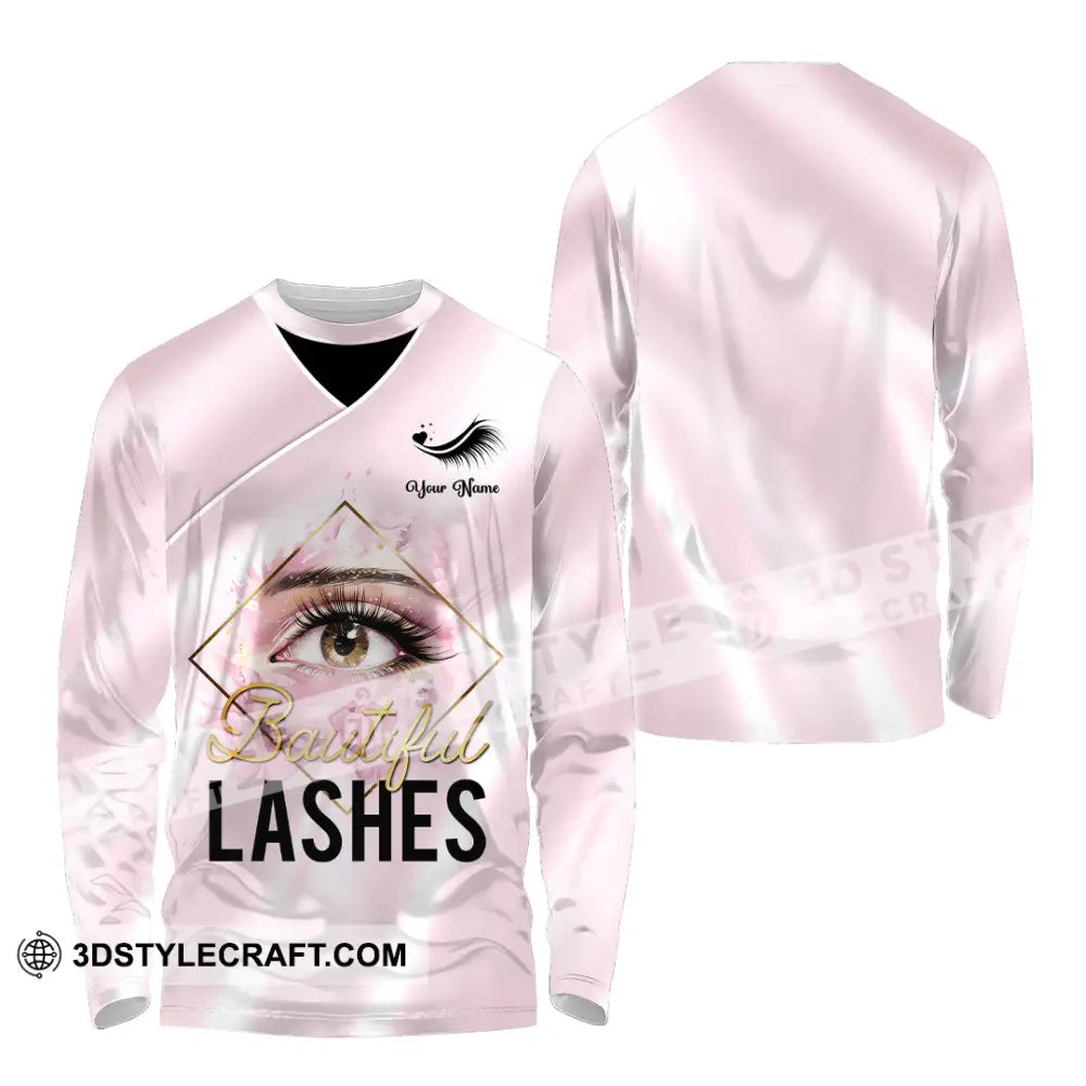 Unisex Shirt - Custom Name Beautiful Lashes Long Sleeve / S T-Shirt