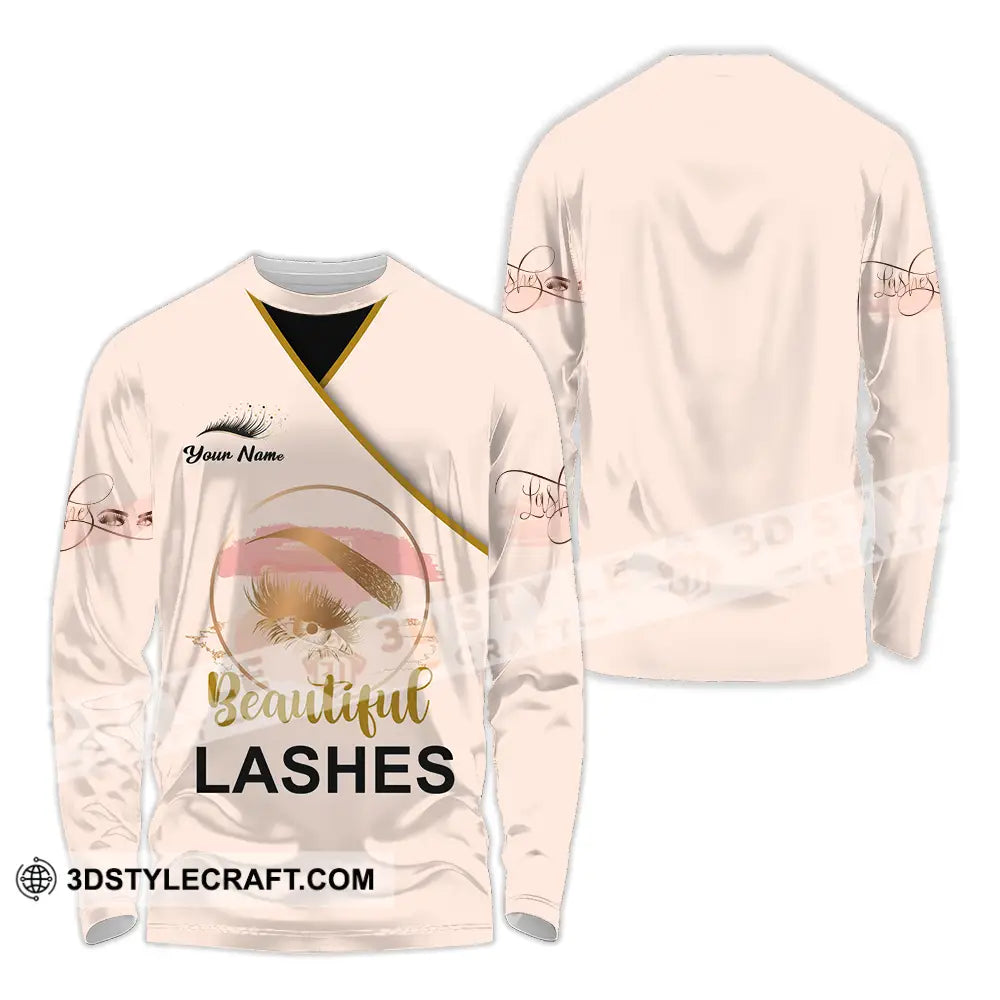 Unisex Shirt - Custom Name Beautiful Lashes Long Sleeve / S T-Shirt