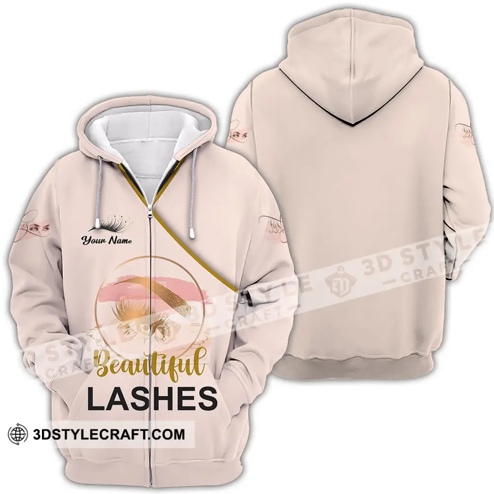 Unisex Shirt - Custom Name Beautiful Lashes Zipper Hoodie / S T-Shirt