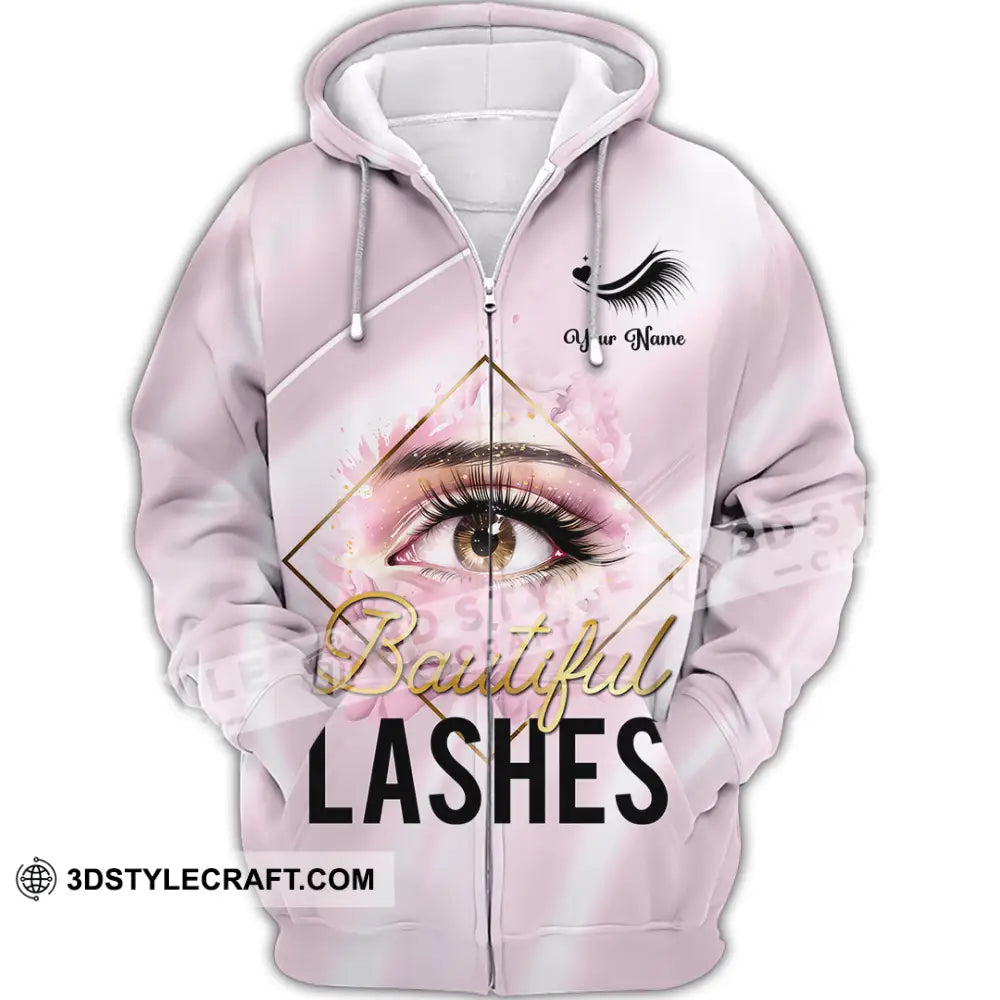 Unisex Shirt - Custom Name Beautiful Lashes Zipper Hoodie / S T-Shirt