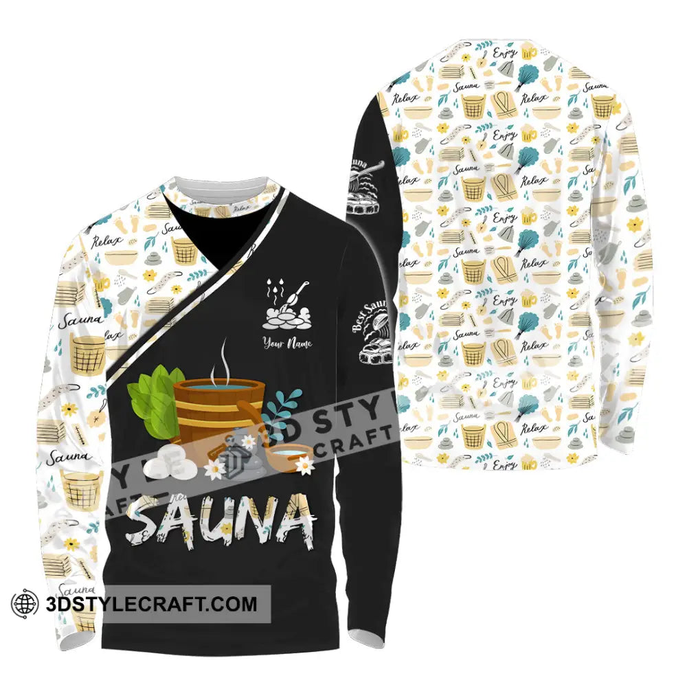 Unisex Shirt - Custom Name Best Sauna Relax Long Sleeve / S T-Shirt