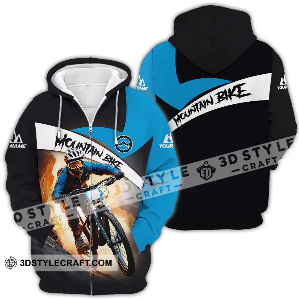 Unisex Shirt - Custom Name Biker For Mountain Bike Player Racing Zipper Hoodie / S T-Shirt