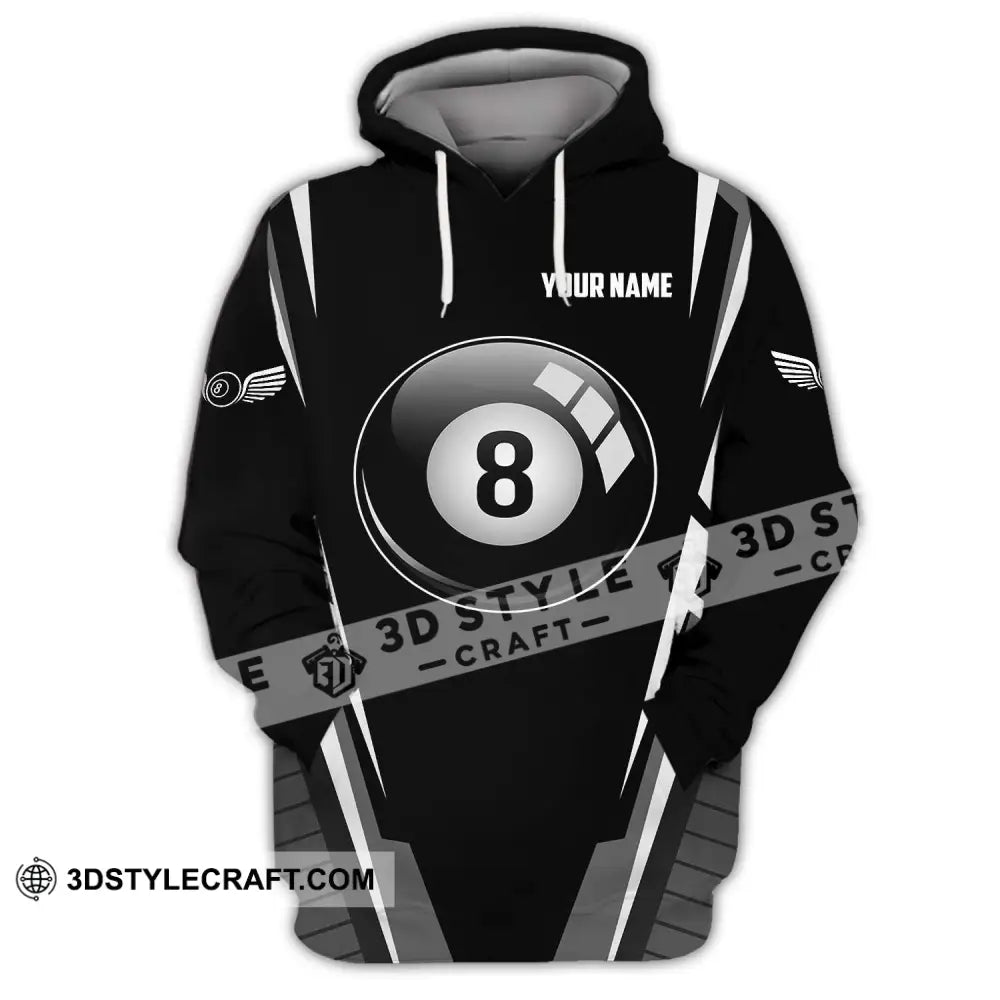 Unisex Shirt - Custom Name Billiard Ball Black And White Hoodie / S T-Shirt