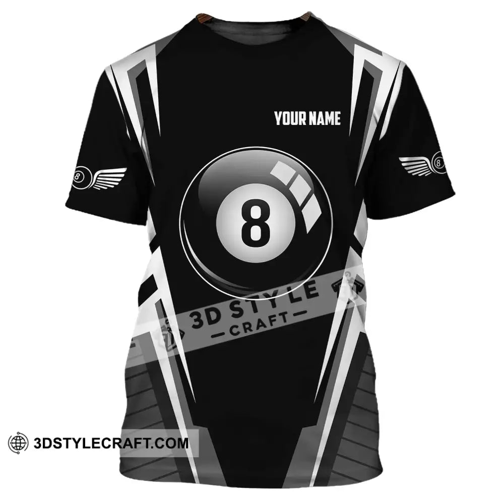 Unisex Shirt - Custom Name Billiard Ball Black And White T-Shirt / S T-Shirt