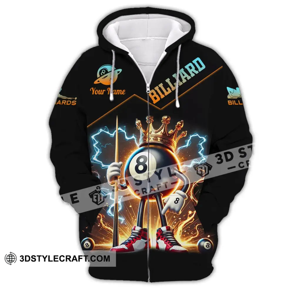 Unisex Shirt Custom Name Billiard Christmas Gift Zipper Hoodie / S T-Shirt