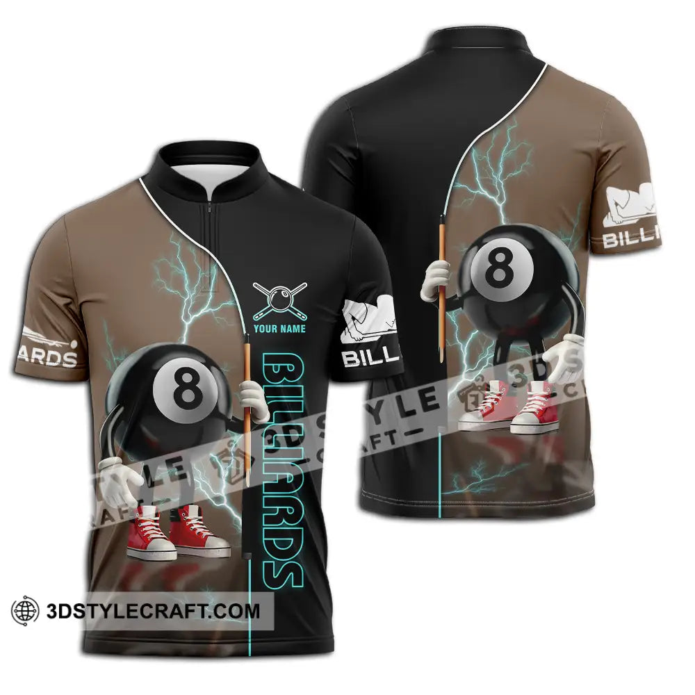 Unisex Shirt - Custom Name Billiards Zipper Polo / S T-Shirt