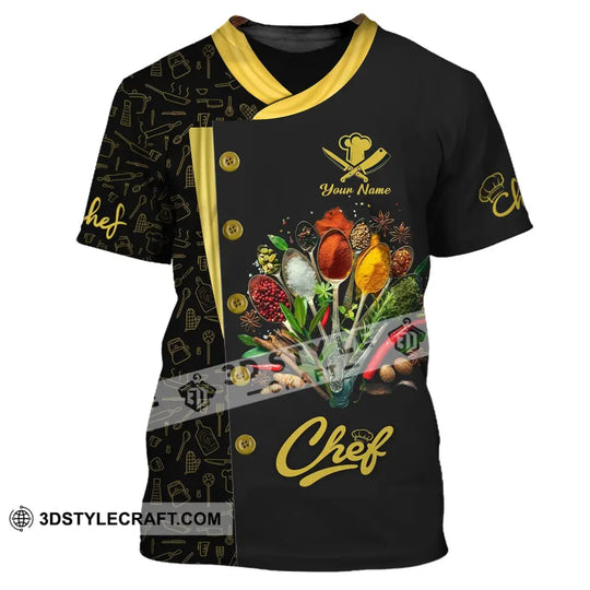 Unisex Shirt - Custom Name Black And Yellow 3D Shirt For Chef style option 2