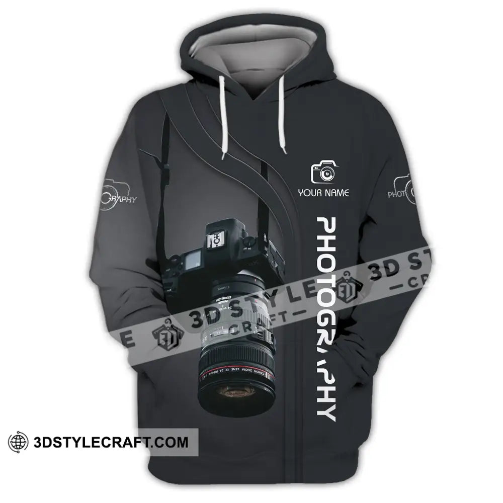 Unisex Shirt - Custom Name Black Camera Photographer Hoodie / S T-Shirt