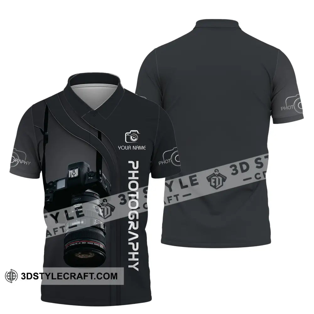 Unisex Shirt - Custom Name Black Camera Photographer Polo / S T-Shirt